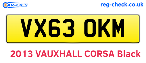 VX63OKM are the vehicle registration plates.
