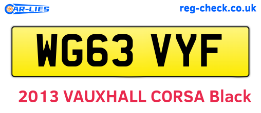 WG63VYF are the vehicle registration plates.