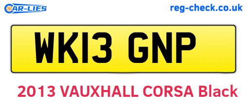 WK13GNP are the vehicle registration plates.