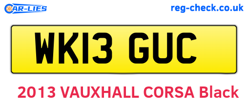 WK13GUC are the vehicle registration plates.