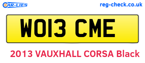 WO13CME are the vehicle registration plates.