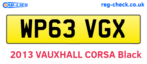 WP63VGX are the vehicle registration plates.