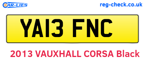 YA13FNC are the vehicle registration plates.