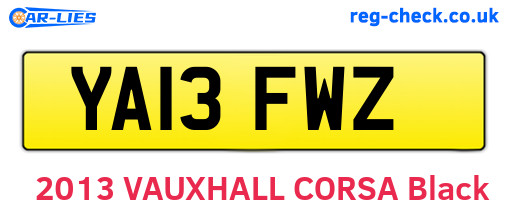 YA13FWZ are the vehicle registration plates.