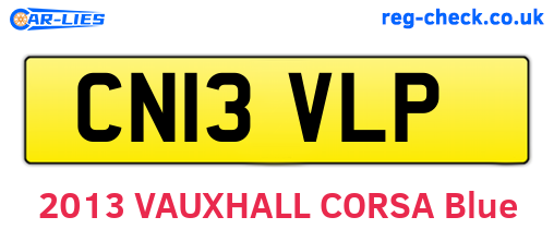 CN13VLP are the vehicle registration plates.