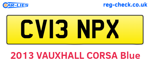 CV13NPX are the vehicle registration plates.