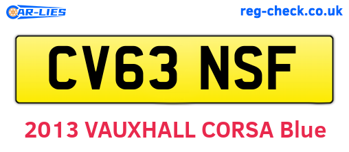 CV63NSF are the vehicle registration plates.