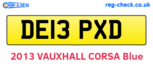 DE13PXD are the vehicle registration plates.