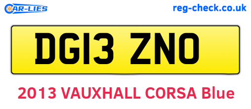 DG13ZNO are the vehicle registration plates.