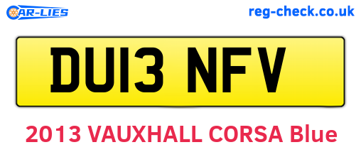 DU13NFV are the vehicle registration plates.