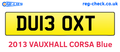 DU13OXT are the vehicle registration plates.