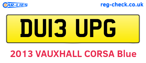 DU13UPG are the vehicle registration plates.