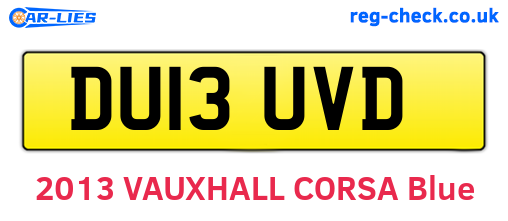 DU13UVD are the vehicle registration plates.