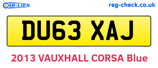 DU63XAJ are the vehicle registration plates.