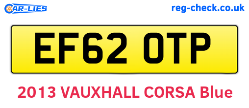 EF62OTP are the vehicle registration plates.