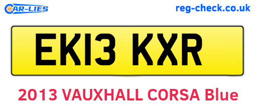 EK13KXR are the vehicle registration plates.