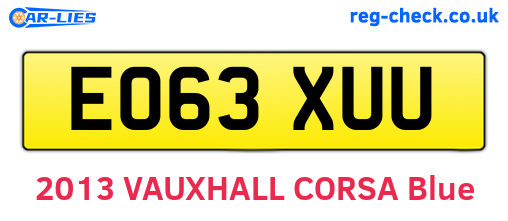 EO63XUU are the vehicle registration plates.