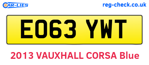 EO63YWT are the vehicle registration plates.