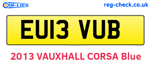 EU13VUB are the vehicle registration plates.