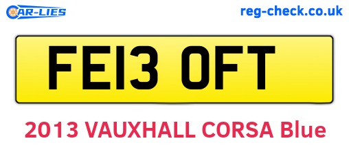 FE13OFT are the vehicle registration plates.