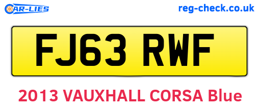 FJ63RWF are the vehicle registration plates.