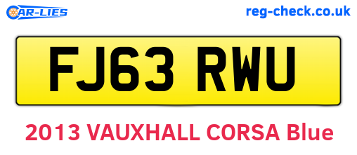 FJ63RWU are the vehicle registration plates.