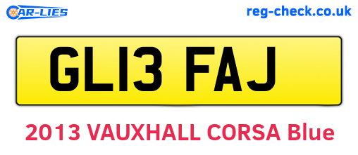 GL13FAJ are the vehicle registration plates.