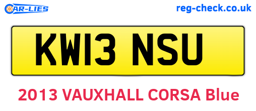 KW13NSU are the vehicle registration plates.