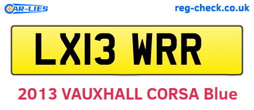 LX13WRR are the vehicle registration plates.