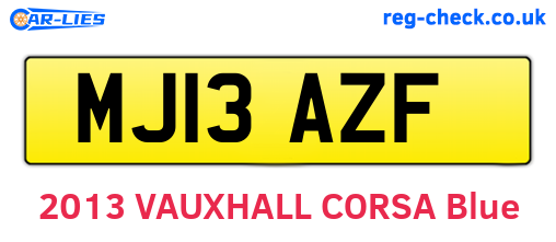MJ13AZF are the vehicle registration plates.