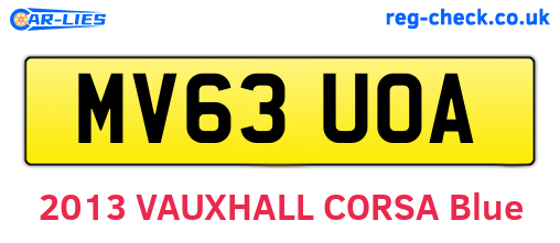 MV63UOA are the vehicle registration plates.