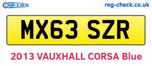 MX63SZR are the vehicle registration plates.