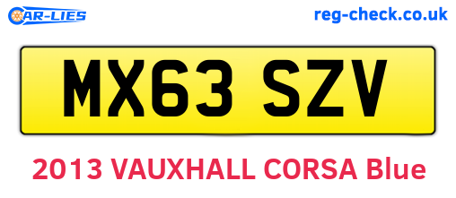MX63SZV are the vehicle registration plates.