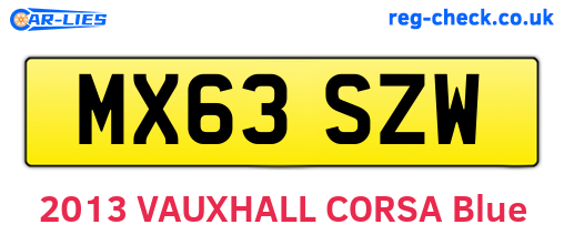 MX63SZW are the vehicle registration plates.