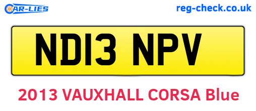 ND13NPV are the vehicle registration plates.