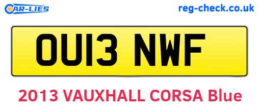 OU13NWF are the vehicle registration plates.