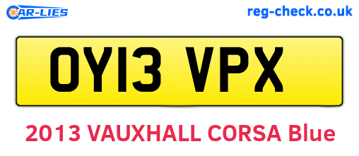 OY13VPX are the vehicle registration plates.