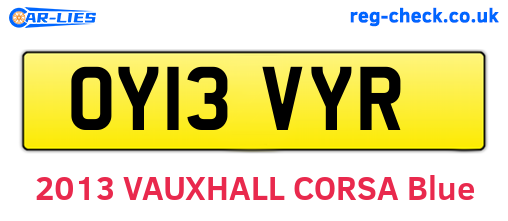 OY13VYR are the vehicle registration plates.