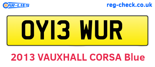 OY13WUR are the vehicle registration plates.