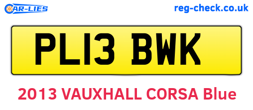 PL13BWK are the vehicle registration plates.