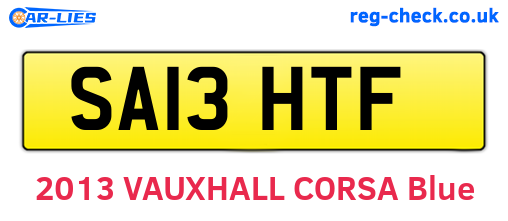 SA13HTF are the vehicle registration plates.