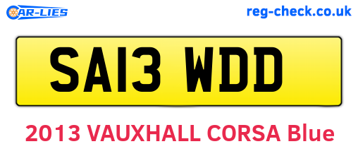 SA13WDD are the vehicle registration plates.