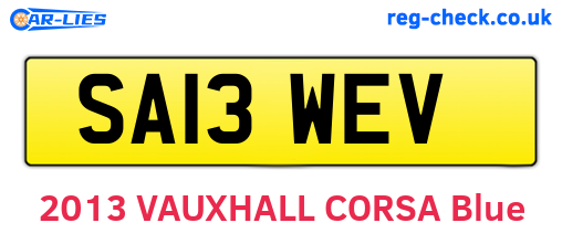 SA13WEV are the vehicle registration plates.