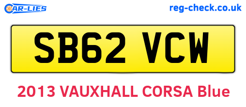 SB62VCW are the vehicle registration plates.