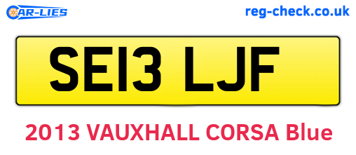 SE13LJF are the vehicle registration plates.
