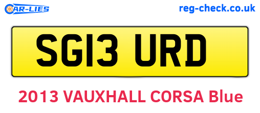 SG13URD are the vehicle registration plates.