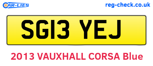 SG13YEJ are the vehicle registration plates.