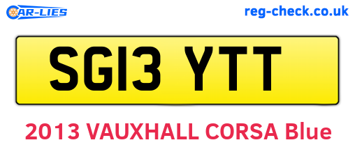 SG13YTT are the vehicle registration plates.