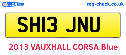 SH13JNU are the vehicle registration plates.