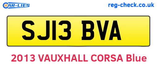 SJ13BVA are the vehicle registration plates.